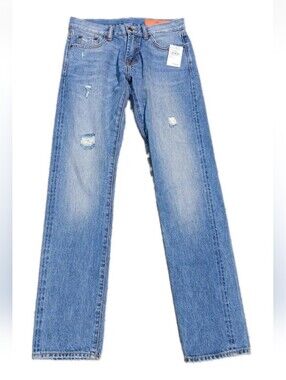 Jean Shop Mick Mens Blue Slim Fit Straight-Leg Selvedge Jeans Size 29 NEW